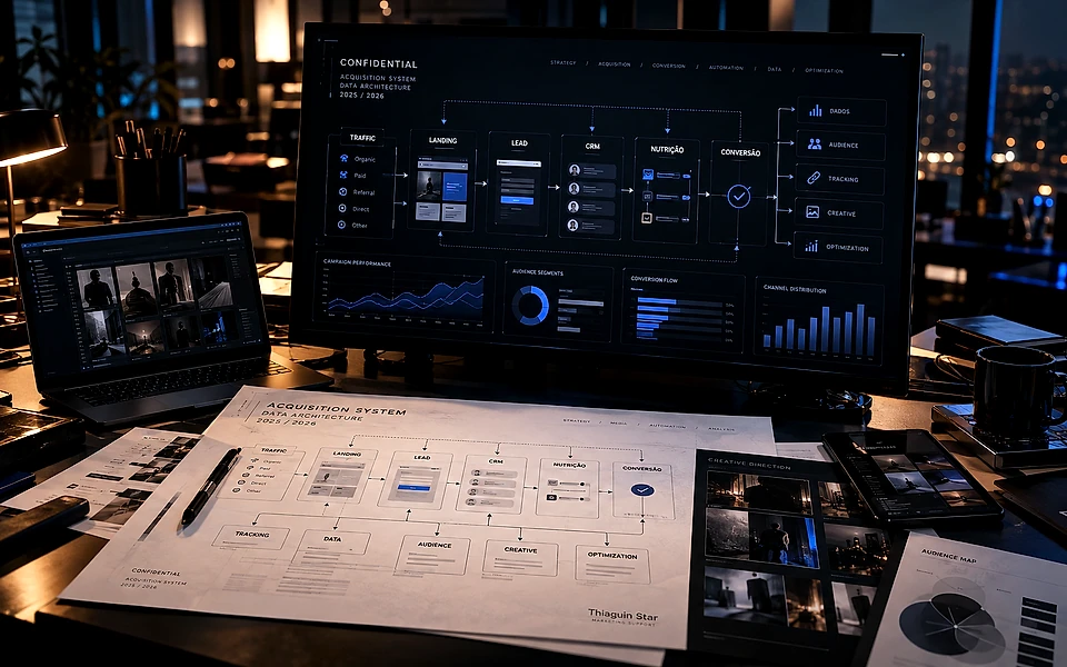 Sistema de Aquisição, Mídia & Dados: Monitor de fluxo de tráfego e dados com blueprint técnico